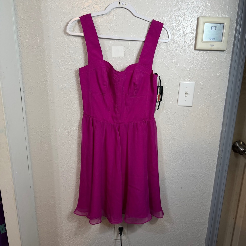 Guess Peyton Raspberry Pink Corset Fit Flare Dress GDEMP145 Womens 10 NWT